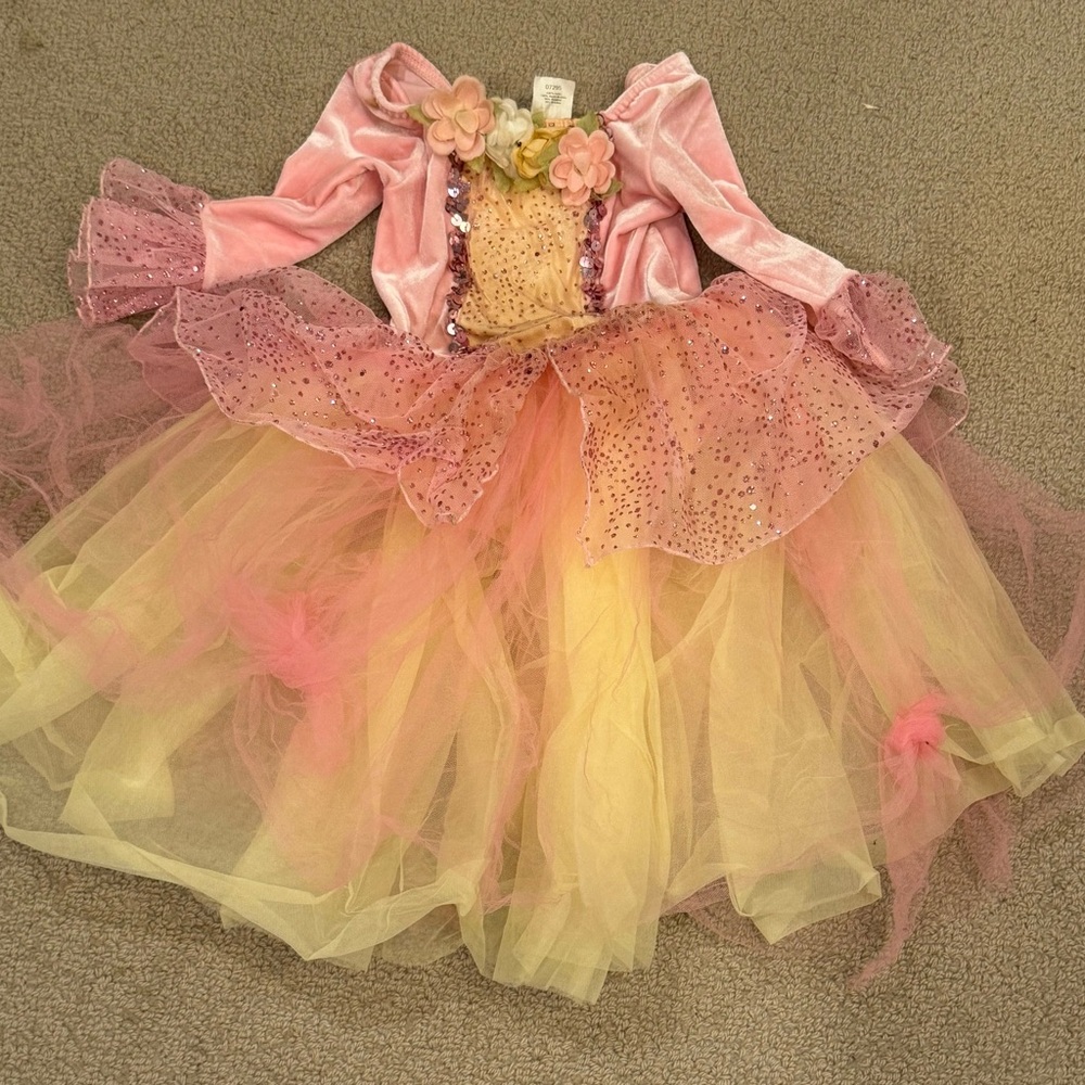 Pink and Yellow Kids Long-sleeved Fairy Costume age 3-4 years